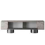 TV Furniture - TV Furniture Travertine Bohem 180x50x30 - Silver Frame - Dimehouse