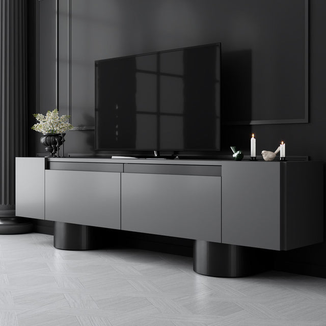 TV Furniture - TV Furniture Anthracite Bohem 180x50x30 - Black Frame - Dimehouse
