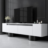 TV Furniture - TV Furniture White Bohem 180x50x30 - Black Frame - Dimehouse