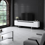 TV Furniture - TV Furniture White Bohem 180x50x30 - Black Frame - Dimehouse
