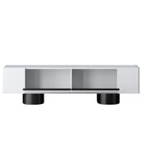 TV Furniture - TV Furniture White Bohem 180x50x30 - Black Frame - Dimehouse