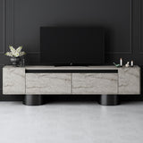 TV Furniture - TV Furniture Travertine Bohem 180x50x30 - Black Frame - Dimehouse