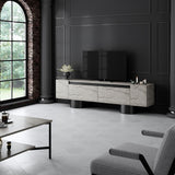 TV Furniture - TV Furniture Travertine Bohem 180x50x30 - Black Frame - Dimehouse