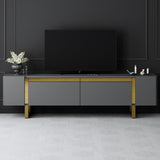 TV Furniture - TV Furniture Anthracite Yildiz 180x50x30 - Golden Frame - Dimehouse