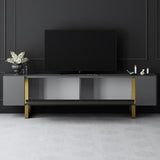TV Furniture - TV Furniture Anthracite Yildiz 180x50x30 - Golden Frame - Dimehouse