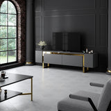TV Furniture - TV Furniture Anthracite Yildiz 180x50x30 - Golden Frame - Dimehouse