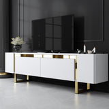 TV Furniture - TV Furniture White Yildiz 180x50x30 - Golden Frame - Dimehouse