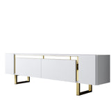 TV Furniture - TV Furniture White Yildiz 180x50x30 - Golden Frame - Dimehouse