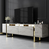 TV Furniture - TV Furniture Travertine Yildiz 180x50x30 - Golden Frame - Dimehouse