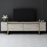 TV Furniture - TV Furniture Travertine Yildiz 180x50x30 - Golden Frame - Dimehouse