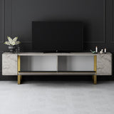 TV Furniture - TV Furniture Travertine Yildiz 180x50x30 - Golden Frame - Dimehouse