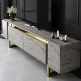 TV Furniture - TV Furniture Travertine Yildiz 180x50x30 - Golden Frame - Dimehouse