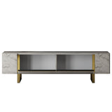 TV Furniture - TV Furniture Travertine Yildiz 180x50x30 - Golden Frame - Dimehouse