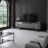 TV Furniture - TV Furniture Anthracite Yildiz 180x50x30 - Silver Frame - Dimehouse