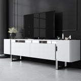 TV Furniture - TV Furniture White Yildiz 180x50x30 - Silver Frame - Dimehouse