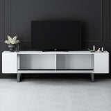 TV Furniture - TV Furniture White Yildiz 180x50x30 - Silver Frame - Dimehouse