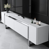TV Furniture - TV Furniture White Yildiz 180x50x30 - Silver Frame - Dimehouse