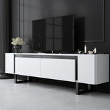 TV Furniture - TV Furniture White Yildiz 180x50x30 - Black Frame - Dimehouse