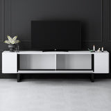 TV Furniture - TV Furniture White Yildiz 180x50x30 - Black Frame - Dimehouse