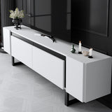TV Furniture - TV Furniture White Yildiz 180x50x30 - Black Frame - Dimehouse