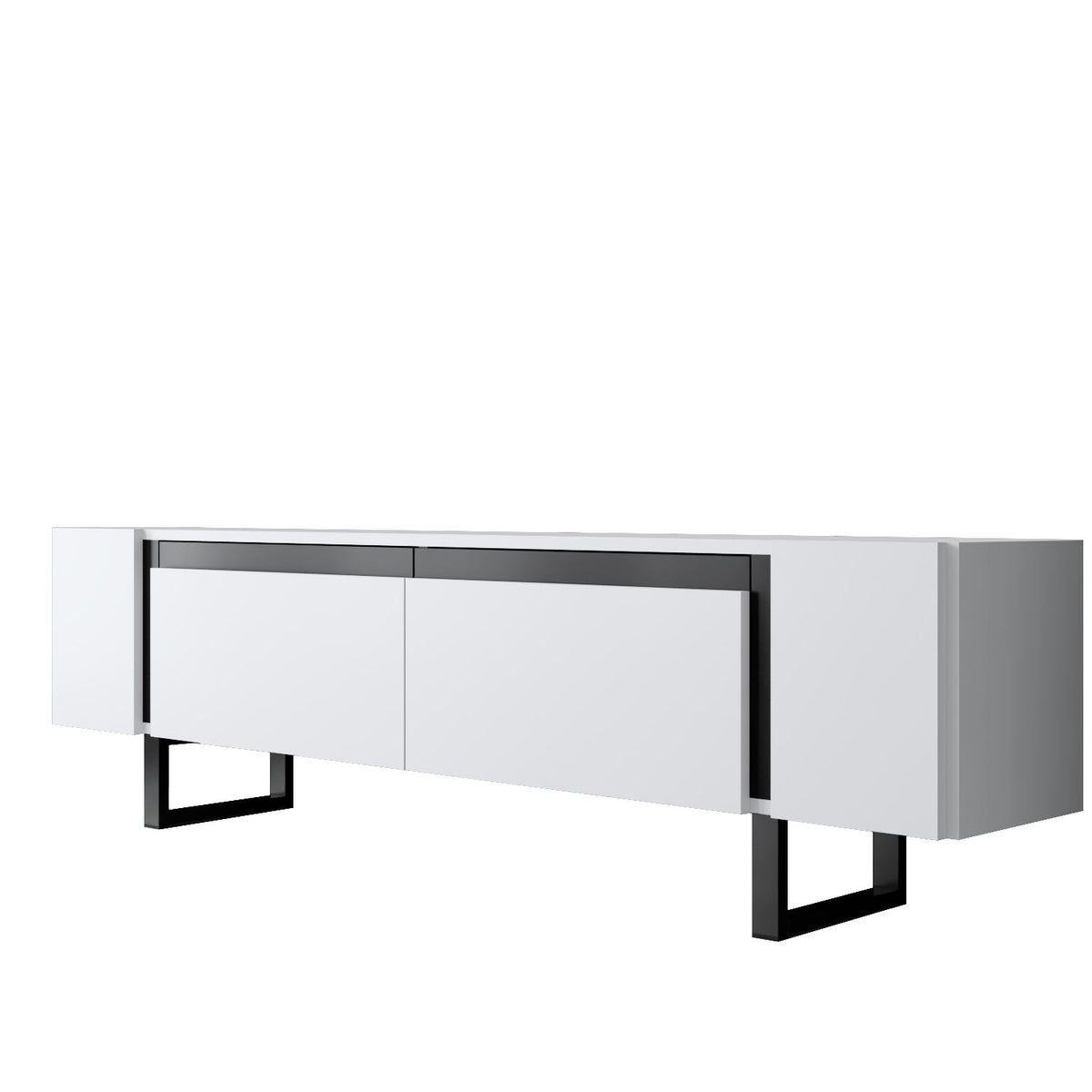 TV Furniture - TV Furniture White Yildiz 180x50x30 - Black Frame - Dimehouse