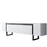 TV Furniture - TV Furniture White Yildiz 180x50x30 - Black Frame - Dimehouse