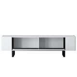 TV Furniture - TV Furniture White Yildiz 180x50x30 - Black Frame - Dimehouse