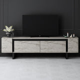 TV Furniture - TV Furniture Travertine Yildiz 180x50x30 - Black Frame - Dimehouse