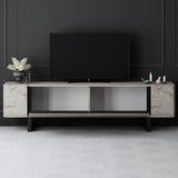 TV Furniture - TV Furniture Travertine Yildiz 180x50x30 - Black Frame - Dimehouse