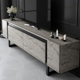 TV Furniture - TV Furniture Travertine Yildiz 180x50x30 - Black Frame - Dimehouse