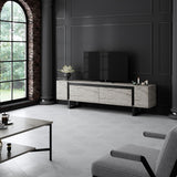 TV Furniture - TV Furniture Travertine Yildiz 180x50x30 - Black Frame - Dimehouse
