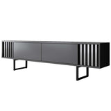TV Furniture - TV Furniture Anthracite Chrome Line 180x48x30 - Black Frame - Dimehouse