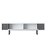 TV Furniture - TV Furniture White Chrome Line 180x48x30 - Black Frame - Dimehouse