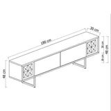 TV Furniture - TV Furniture Walnut Chrome Line 180x48x30 - Black Frame - Dimehouse