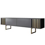 TV Furniture - TV Furniture Anthracite Gold Line 180x48x30 - Golden Frame - Dimehouse