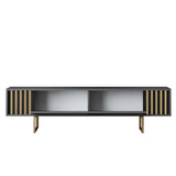TV Furniture - TV Furniture Anthracite Gold Line 180x48x30 - Golden Frame - Dimehouse