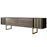 TV Furniture - TV Furniture Walnut Gold Line 180x48x30 - Golden Frame - Dimehouse