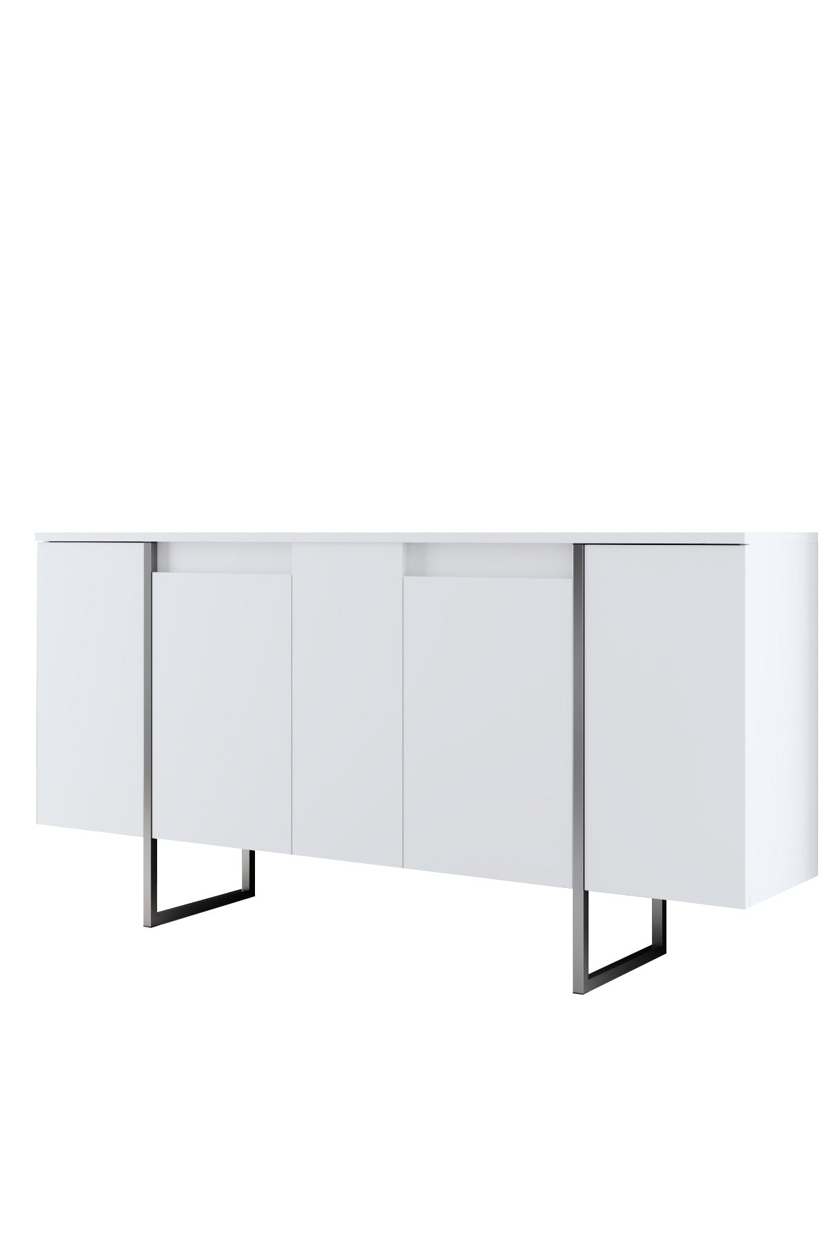 Sideboards - Modern Sideboard White Luxury 160x80x35 - Silver Frame - Dimehouse