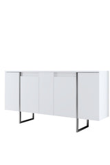 Sideboards - Modern Sideboard White Luxury 160x80x35 - Silver Frame - Dimehouse