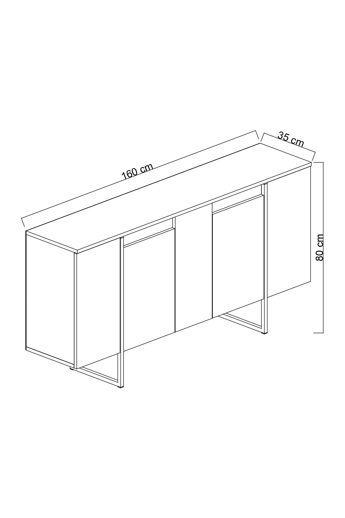 Sideboards - Modern Sideboard White Luxury 160x80x35 - Silver Frame - Dimehouse