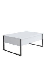 Coffee Tables - Rectangular Coffee Table White Luxury 90x60 - Silver Frame - Dimehouse
