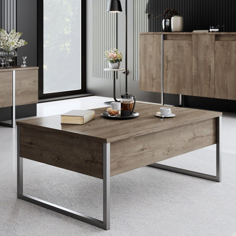 Coffee tables - Rectangular Coffee Table Walnut Luxury 90x60 - Silver Frame - Dimehouse