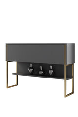 Sideboards - Modern Sideboard Anthracite Luxury 120x80x30 - Golden Frame - One Compartment - Dimehouse