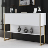 Sideboards - Modern Sideboard White Luxury 120x80x30 - Golden Frame - One Compartment - Dimehouse