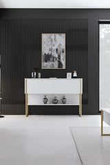 Sideboards - Modern Sideboard White Luxury 120x80x30 - Golden Frame - One Compartment - Dimehouse