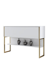 Sideboards - Modern Sideboard White Luxury 120x80x30 - Golden Frame - One Compartment - Dimehouse