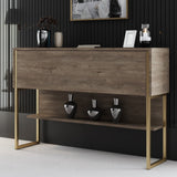 Sideboards - Modern Sideboard Walnut Luxury 120x80x30 - Golden Frame - One Compartment - Dimehouse