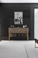 Sideboards - Modern Sideboard Walnut Luxury 120x80x30 - Golden Frame - One Compartment - Dimehouse