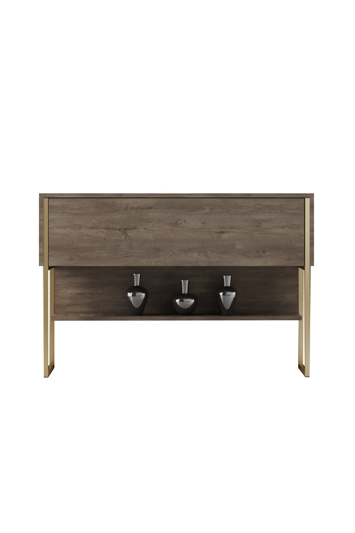 Sideboards - Modern Sideboard Walnut Luxury 120x80x30 - Golden Frame - One Compartment - Dimehouse