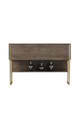Sideboards - Modern Sideboard Walnut Luxury 120x80x30 - Golden Frame - One Compartment - Dimehouse